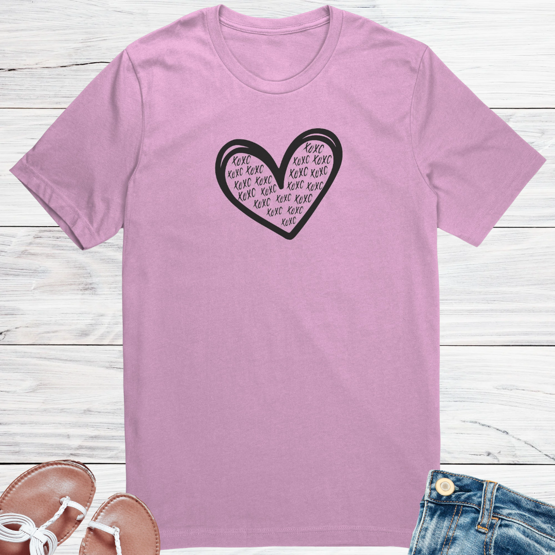 XOXO Valentine's Day Heart Shirt, Love Hearts Tee, Kindness Motivational Tshirt, Graphic Graffiti Streetwear, Valentine's Day Gift for Her
