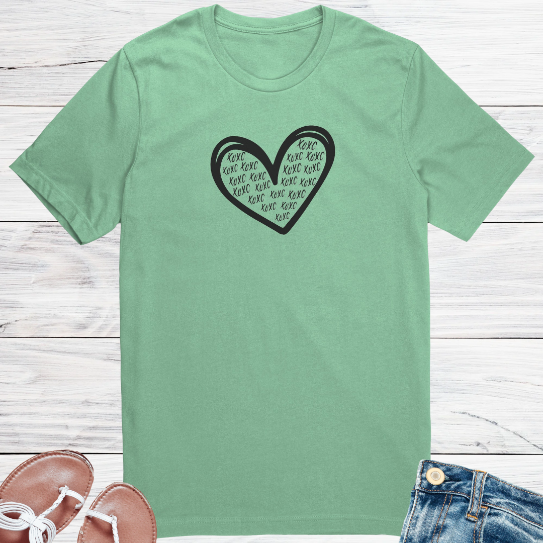 XOXO Valentine's Day Heart Shirt, Love Hearts Tee, Kindness Motivational Tshirt, Graphic Graffiti Streetwear, Valentine's Day Gift for Her