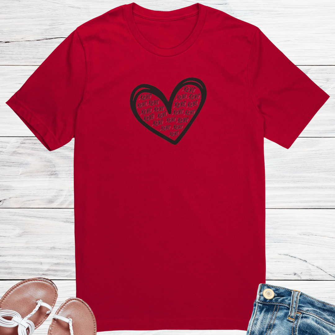 XOXO Valentine's Day Heart Shirt, Love Hearts Tee, Kindness Motivational Tshirt, Graphic Graffiti Streetwear, Valentine's Day Gift for Her