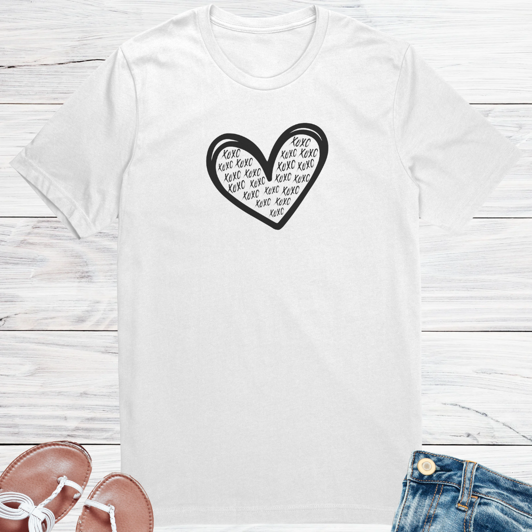 XOXO Valentine's Day Heart Shirt, Love Hearts Tee, Kindness Motivational Tshirt, Graphic Graffiti Streetwear, Valentine's Day Gift for Her