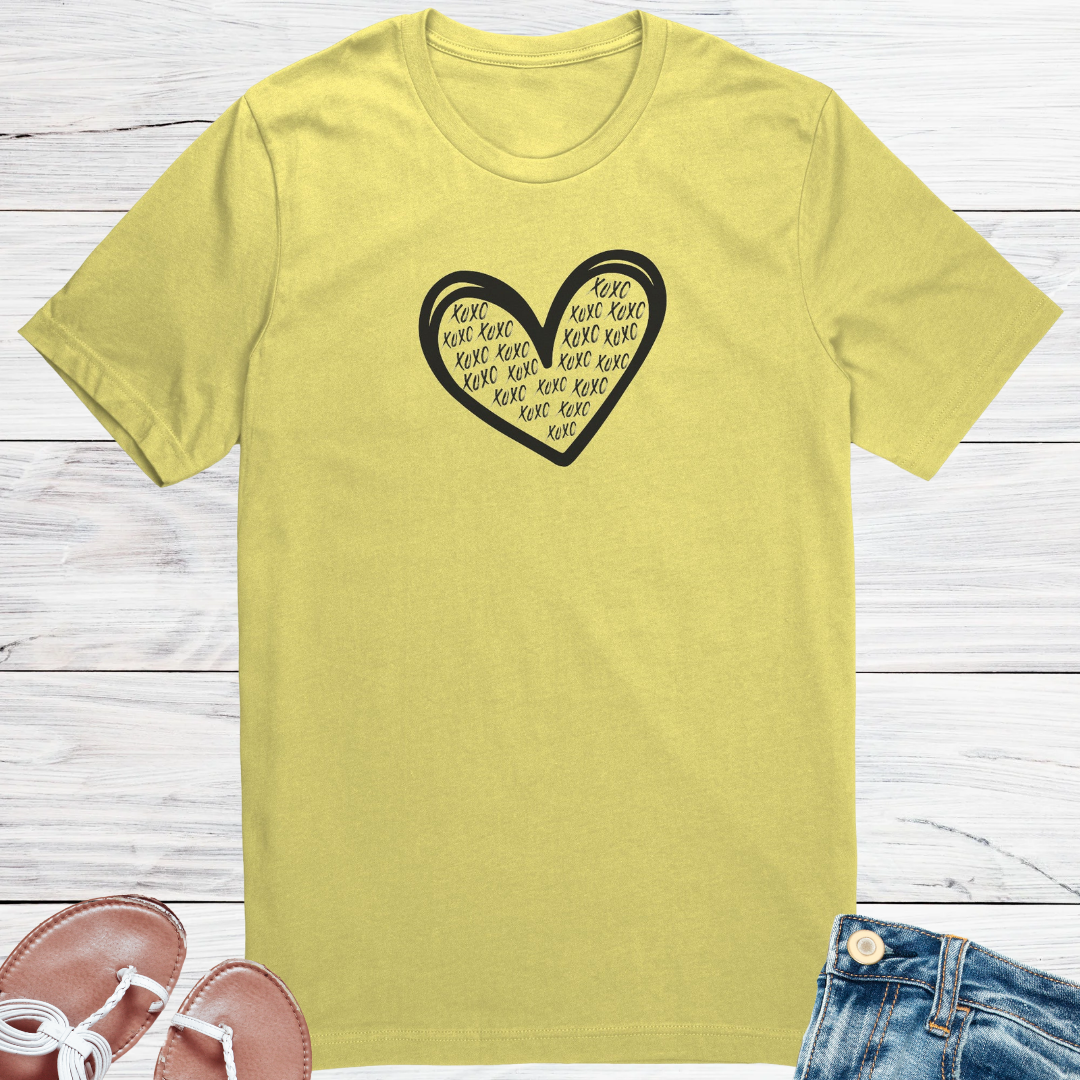XOXO Valentine's Day Heart Shirt, Love Hearts Tee, Kindness Motivational Tshirt, Graphic Graffiti Streetwear, Valentine's Day Gift for Her