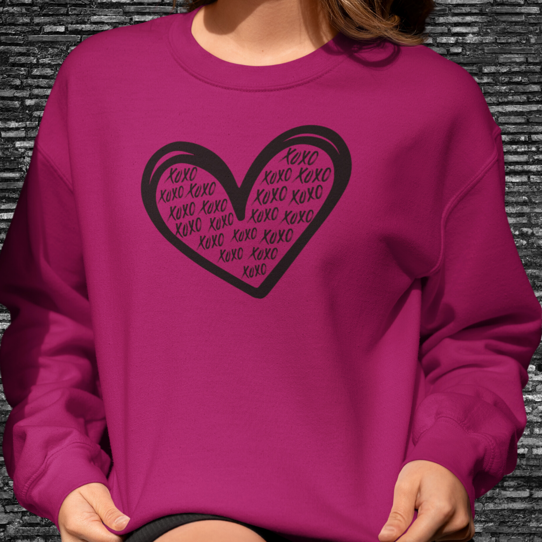 XOXO Valentine's Day Heart Sweatshirt, Love Hearts Sweater, Kindness Motivational Sweatshirt, Graphic Graffiti Streetwear, Valentine's Day Gift for Her