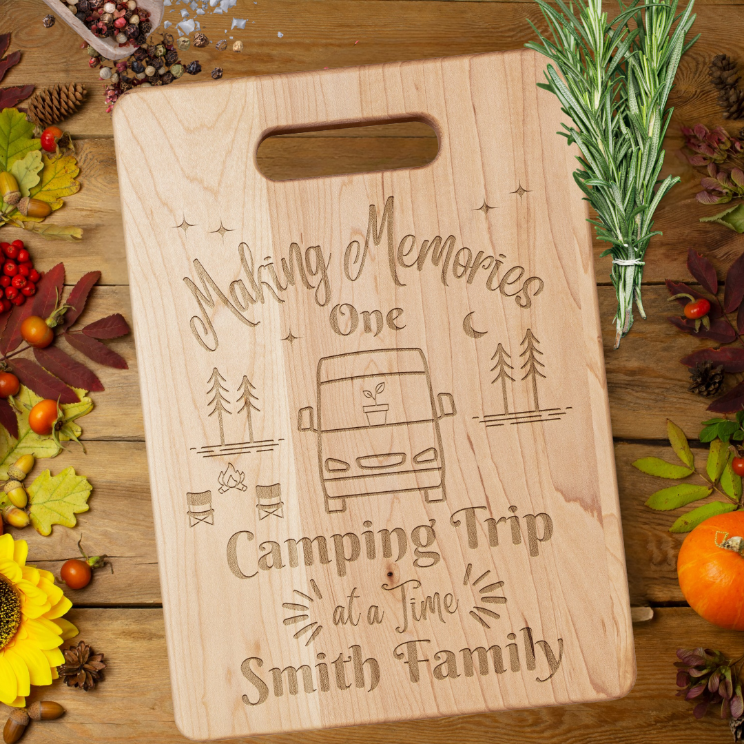 Personalized Making Memories One Camping Trip at a Time Cutting Board, RV Camping Accessories, Camping Gear, Gift for Campervan