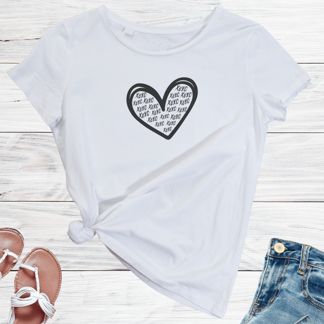 XOXO Valentine's Day Heart Shirt, Love Hearts Tee, Kindness Motivational Tshirt, Graphic Graffiti Streetwear, Valentine's Day Gift for Her