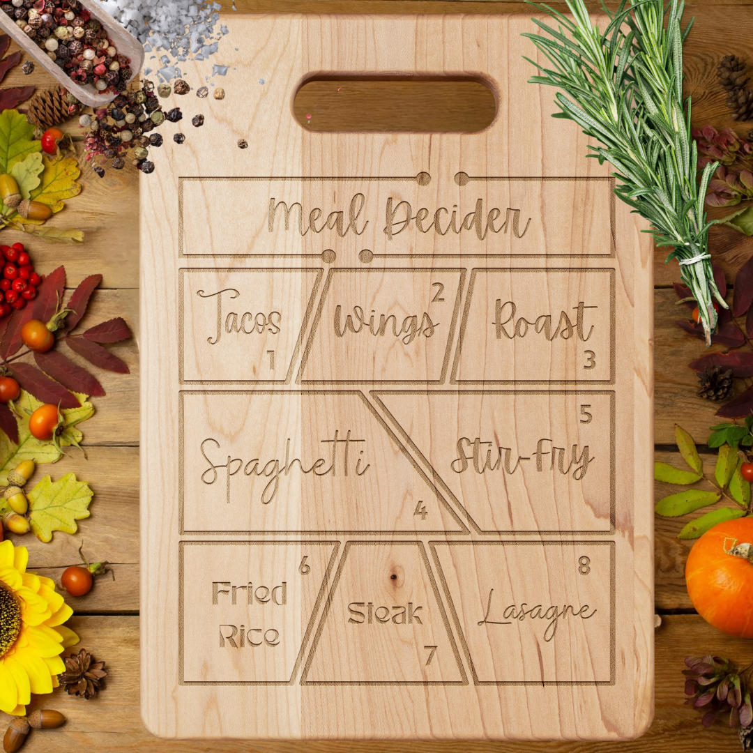 Cute Kitchen Decor, House-warming Gift, Meal Decider Cutting Board, Gift for Cook, Gift for Mother's Day, Wedding Gift