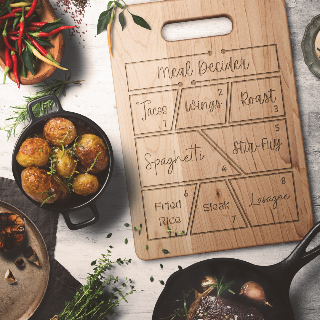 Cute Kitchen Decor, House-warming Gift, Meal Decider Cutting Board, Gift for Cook, Gift for Mother's Day, Wedding Gift