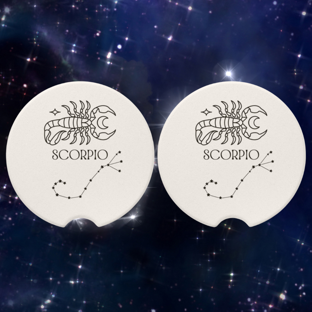 Scorpio Star Sign Car Coasters, Scorpio Star Constellation Coasters, Scorpio Zodiac Coasters, Scorpion Coasters, Gift for Scorpio, Astrology Lover Gift