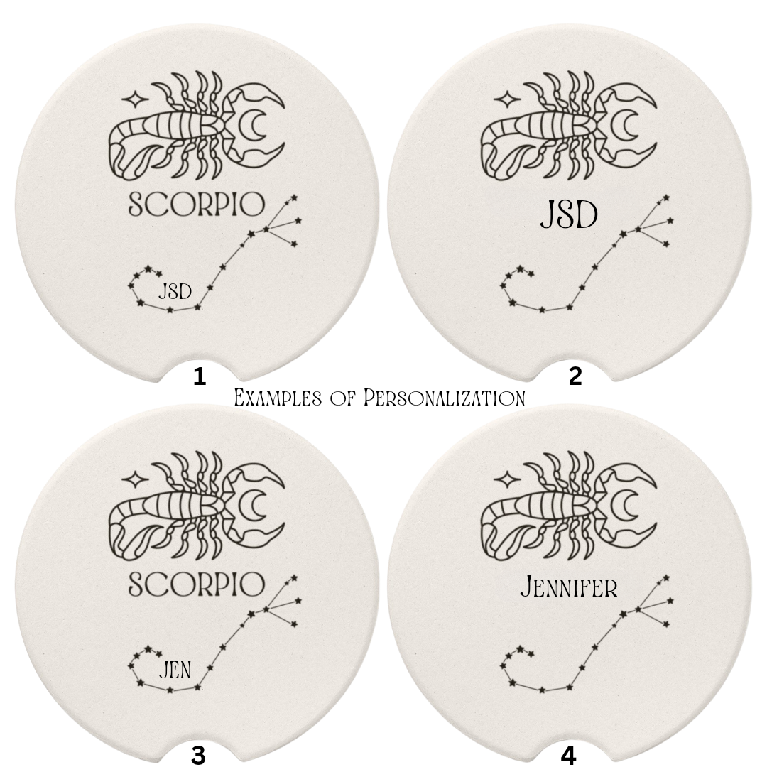 Scorpio Star Sign Car Coasters, Scorpio Star Constellation Coasters, Scorpio Zodiac Coasters, Scorpion Coasters, Gift for Scorpio, Astrology Lover Gift