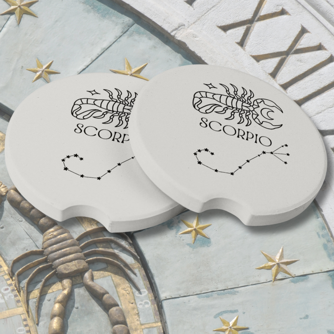 Scorpio Star Sign Car Coasters, Scorpio Star Constellation Coasters, Scorpio Zodiac Coasters, Scorpion Coasters, Gift for Scorpio, Astrology Lover Gift