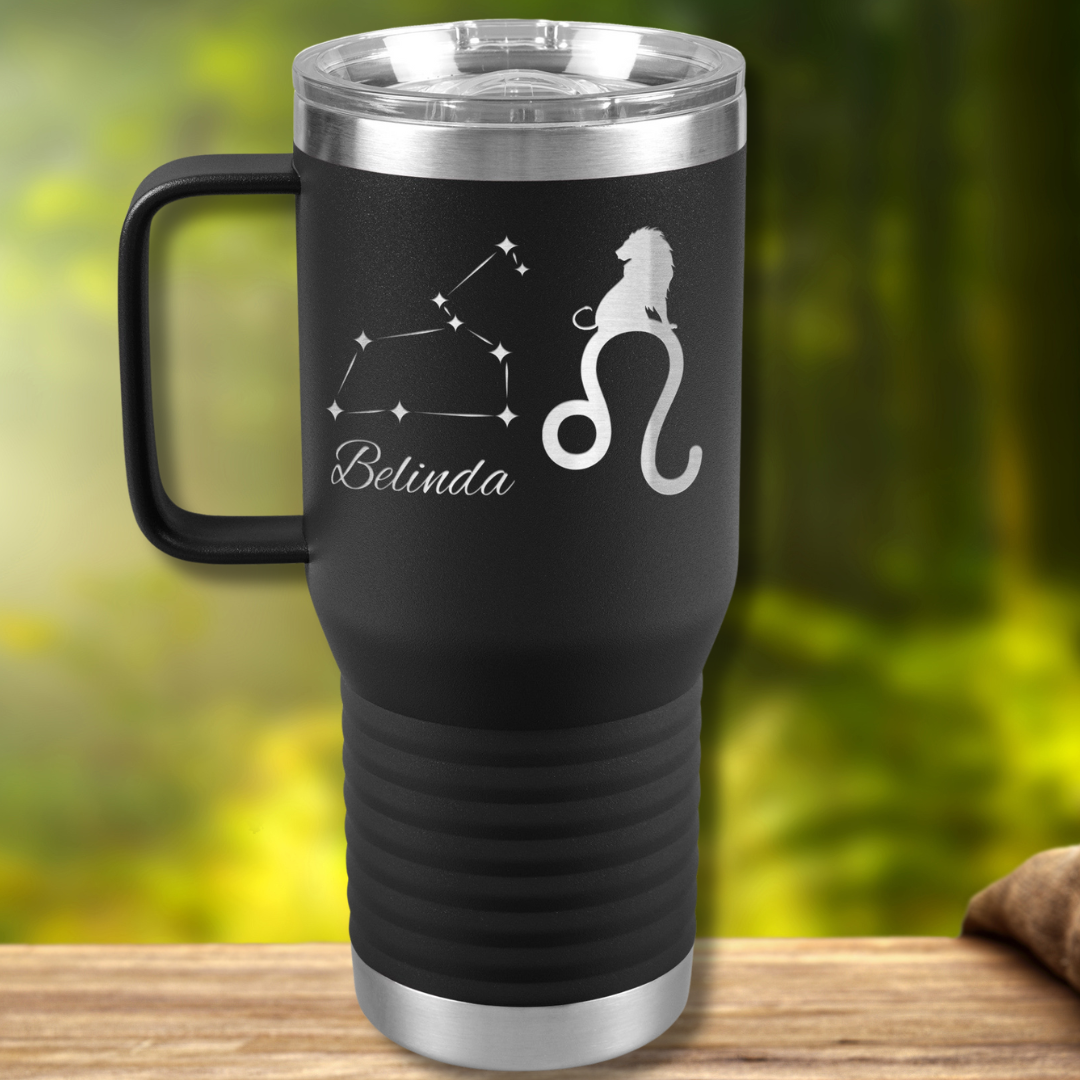 Personalized Name Leo Tumbler, 20oz Stainless Steel Leo Zodiac Tumbler, Leo Constellation Tumbler, Lion Travel Tumbler, Gift for Leo, Astrology Lover Gift