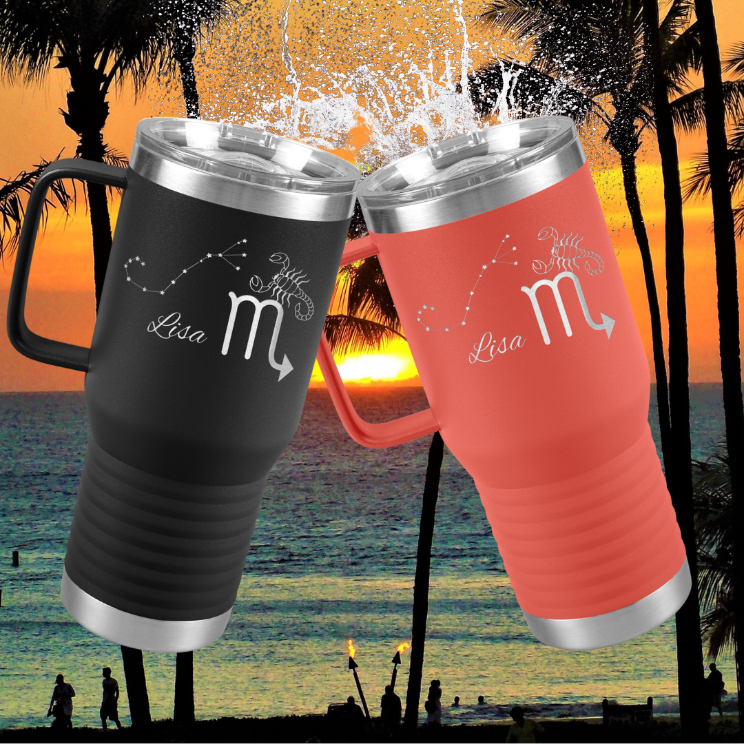 Personalized Name Scorpio Tumbler, 20oz Stainless Steel Scorpio Zodiac Tumbler, Scorpio Constellation Tumbler, Gift for Scorpio, Astrology Lover Gift, Camping Gear, RV Accessories