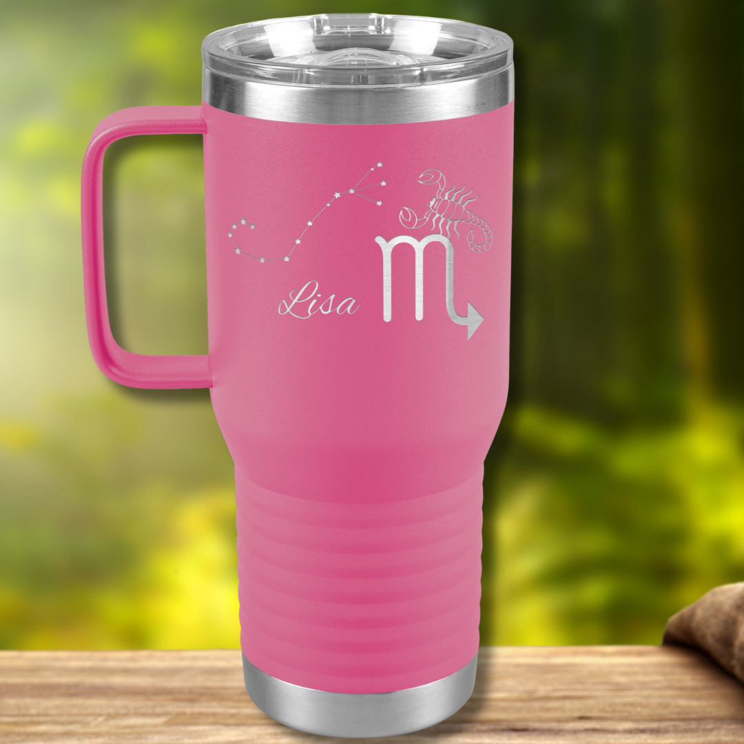Personalized Name Scorpio Tumbler, 20oz Stainless Steel Scorpio Zodiac Tumbler, Scorpio Constellation Tumbler, Gift for Scorpio, Astrology Lover Gift, Camping Gear, RV Accessories