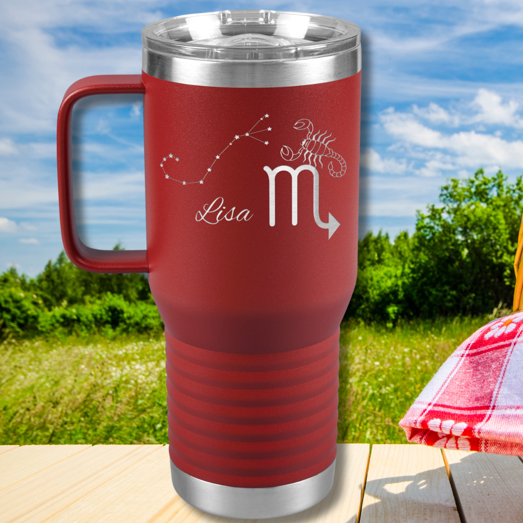 Personalized Name Scorpio Tumbler, 20oz Stainless Steel Scorpio Zodiac Tumbler, Scorpio Constellation Tumbler, Gift for Scorpio, Astrology Lover Gift, Camping Gear, RV Accessories