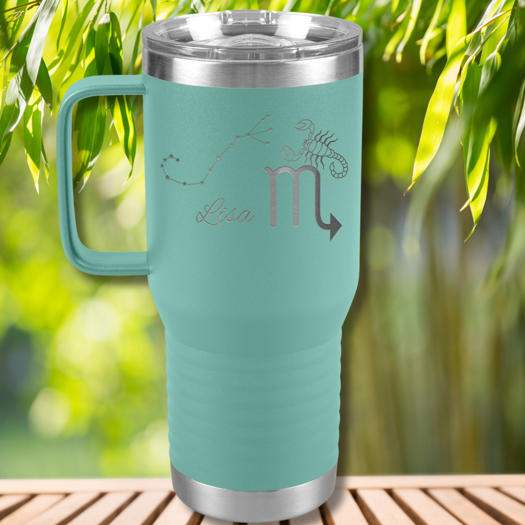 Personalized Name Scorpio Tumbler, 20oz Stainless Steel Scorpio Zodiac Tumbler, Scorpio Constellation Tumbler, Gift for Scorpio, Astrology Lover Gift, Camping Gear, RV Accessories