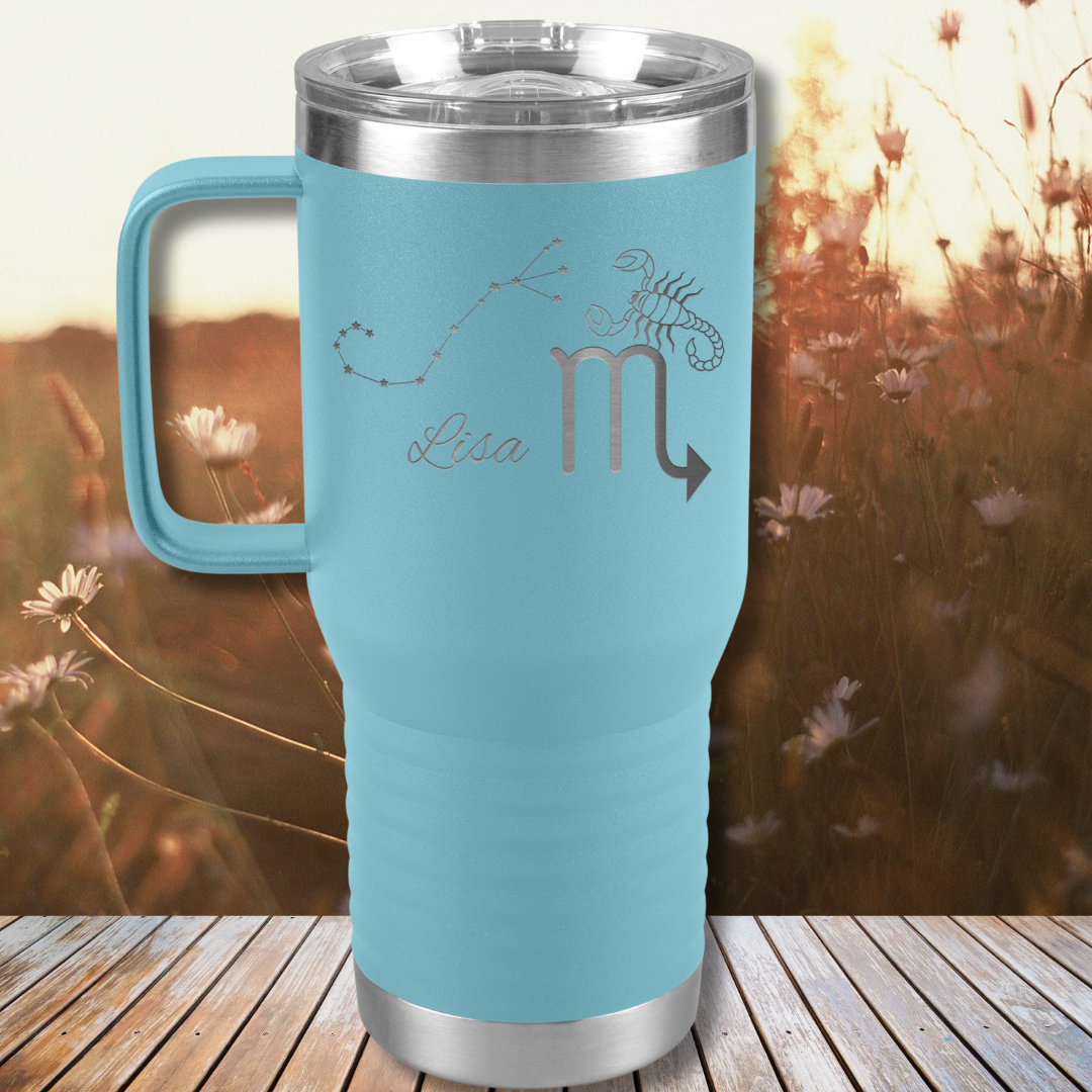 Personalized Name Scorpio Tumbler, 20oz Stainless Steel Scorpio Zodiac Tumbler, Scorpio Constellation Tumbler, Gift for Scorpio, Astrology Lover Gift, Camping Gear, RV Accessories
