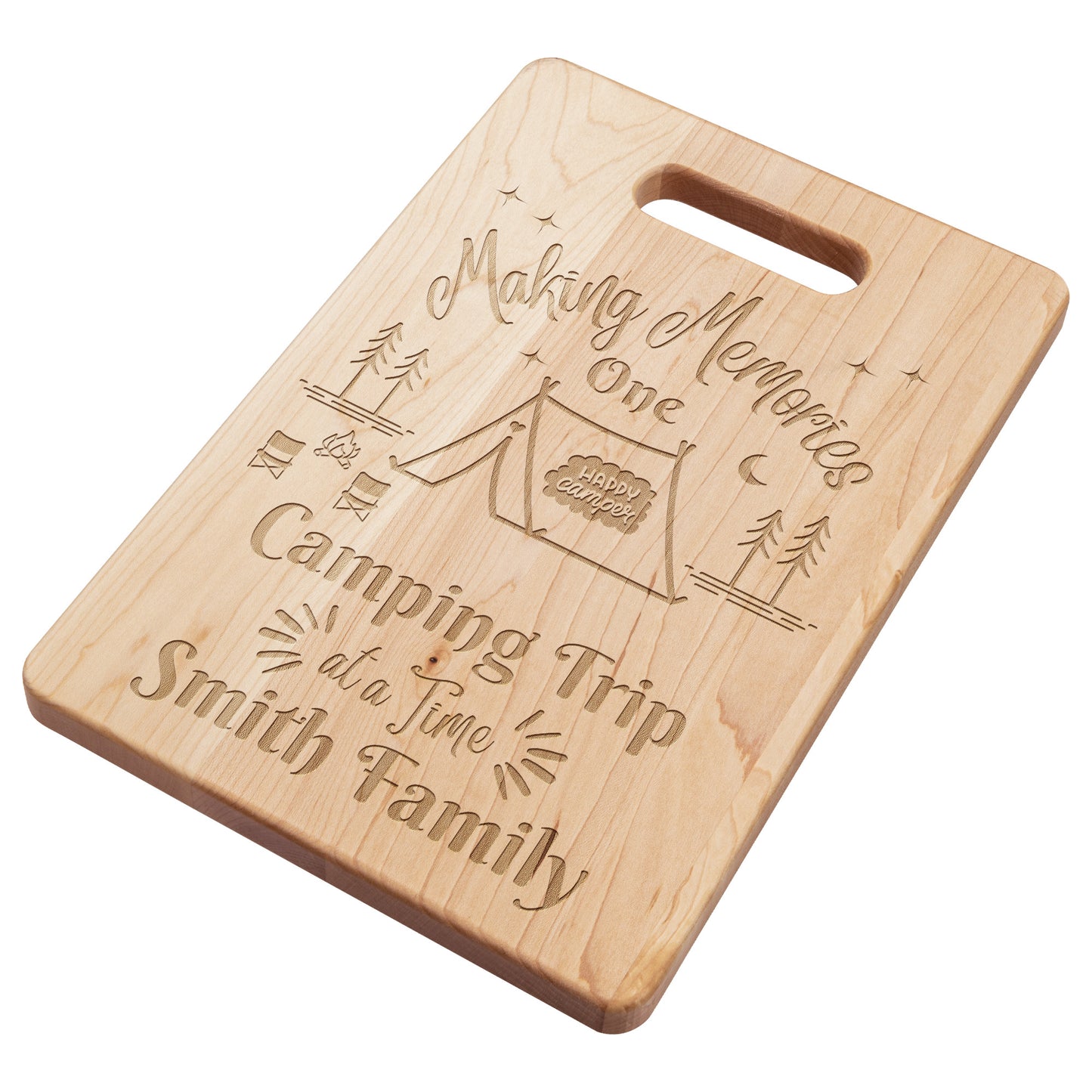 Personalized Making Memories One Camping Trip at a Time Cutting Board, Tent Camping Accessories, Hiking Gear, Gift for Camper