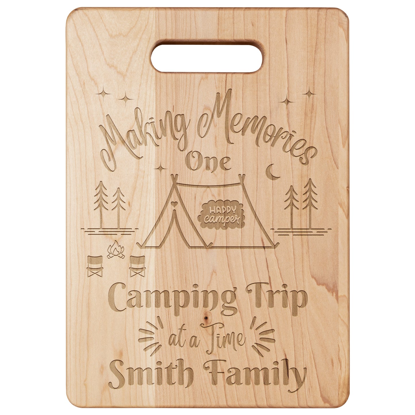 Personalized Making Memories One Camping Trip at a Time Cutting Board, Tent Camping Accessories, Hiking Gear, Gift for Camper