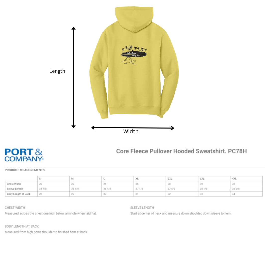 Palm Trees Salty Seas Hoodie, Beach Lover Hooded Sweatshirt, Surf Hoodie, Surf Apparel, Surfboard Clothing, Gift for Surfer