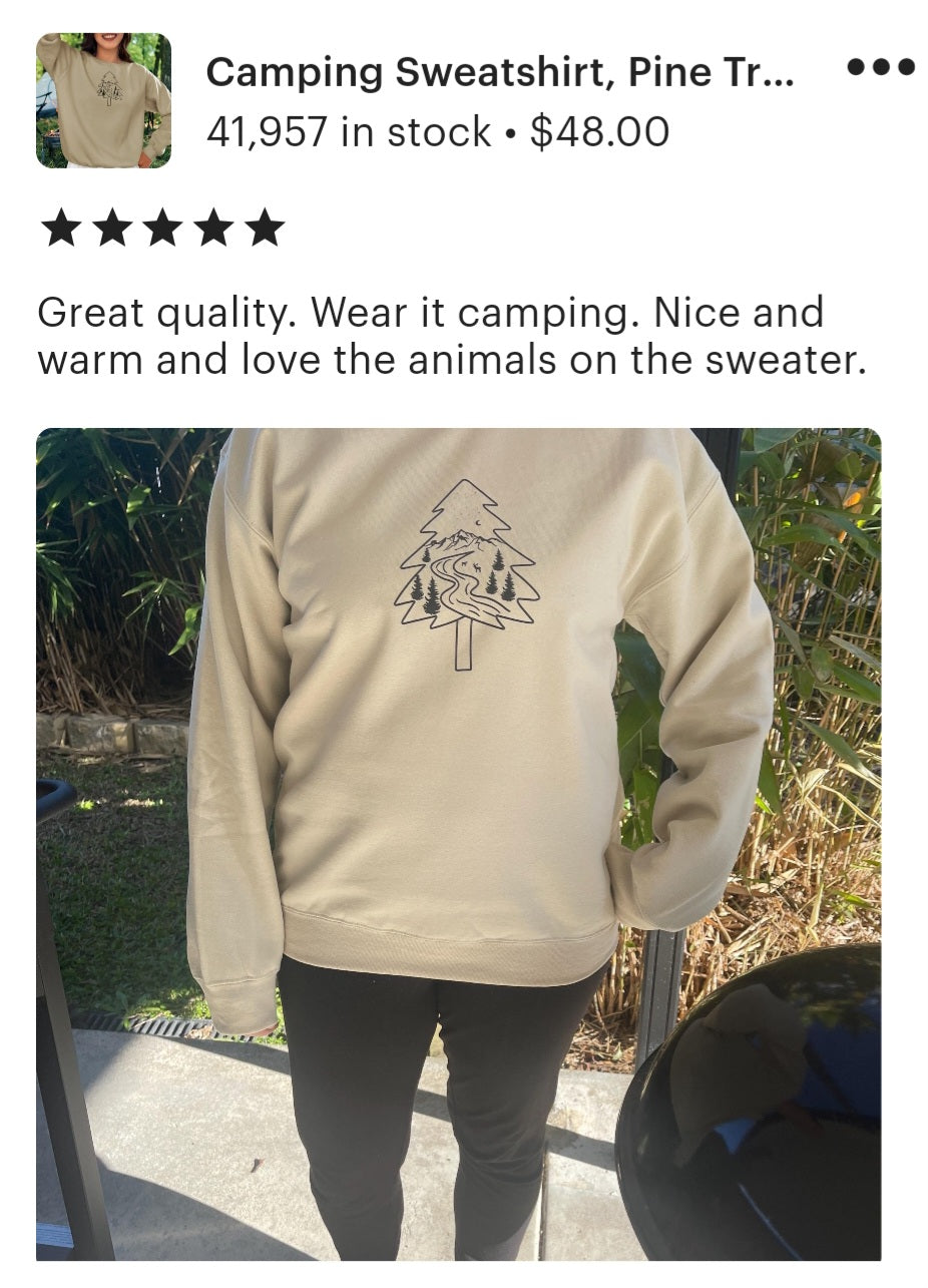 Camping Sweatshirt, Pine Tree Camp Sweater, Hiking Sweatshirt, Outdoorsy Sweater, Nature Lover Gift, Adventure Sweatshirt, Christmas Sweater