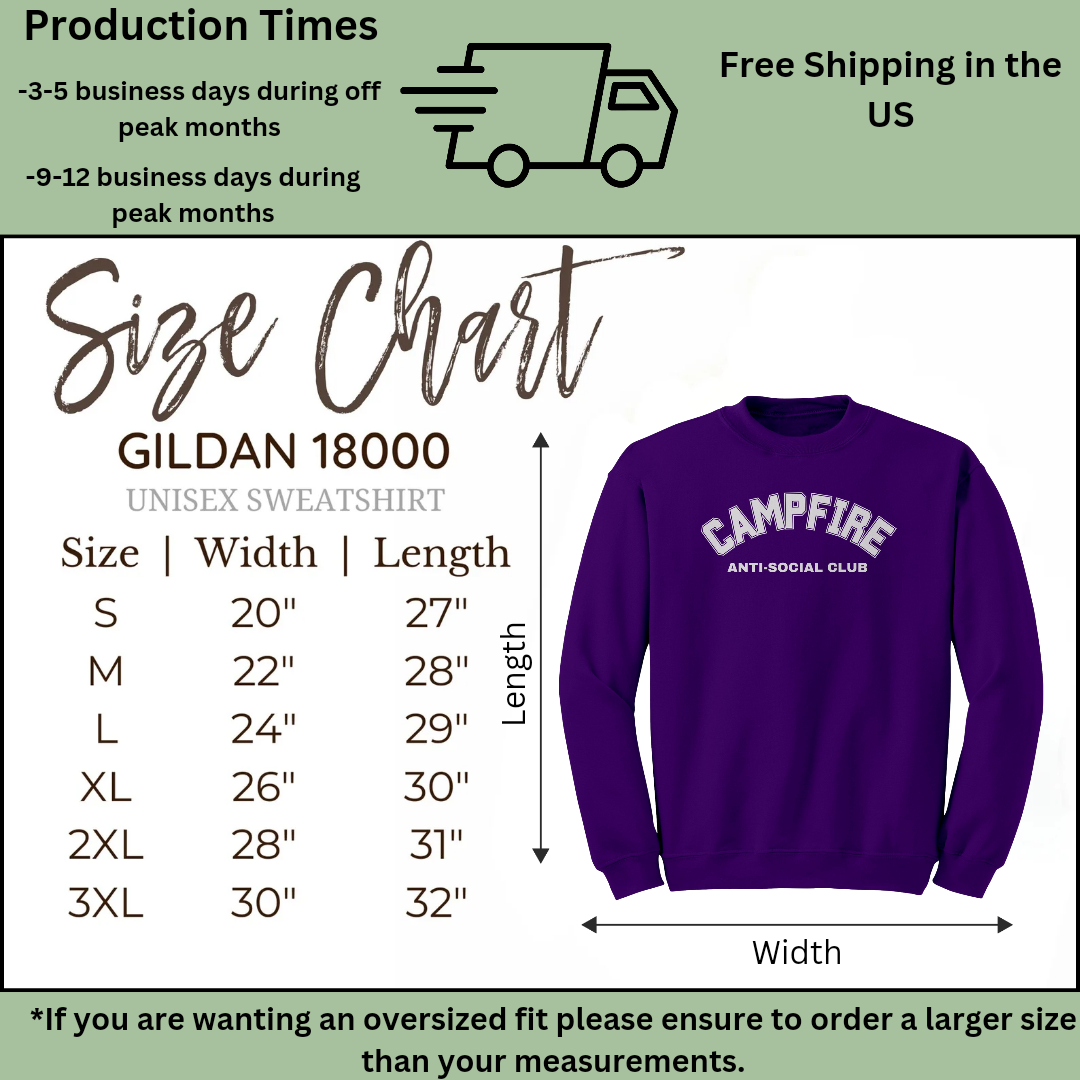 Campfire Anti-Social Club Sweatshirt, Sarcastic Camping Sweater, Hiking Sweater, Outdoors Sweatshirt, Mountain Sweatshirt, Nature Lover Gift
