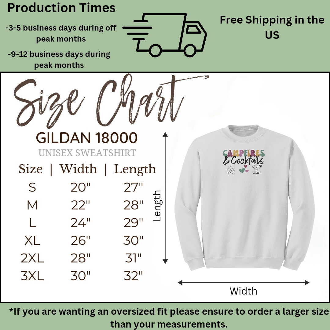 Campfires and Cocktails Sweatshirt, Campfire Sweater, Camping Sweatshirt, Hiking Sweater, Caravan Sweatshirt, RV Sweater, Outdoorsy Sweatshirt