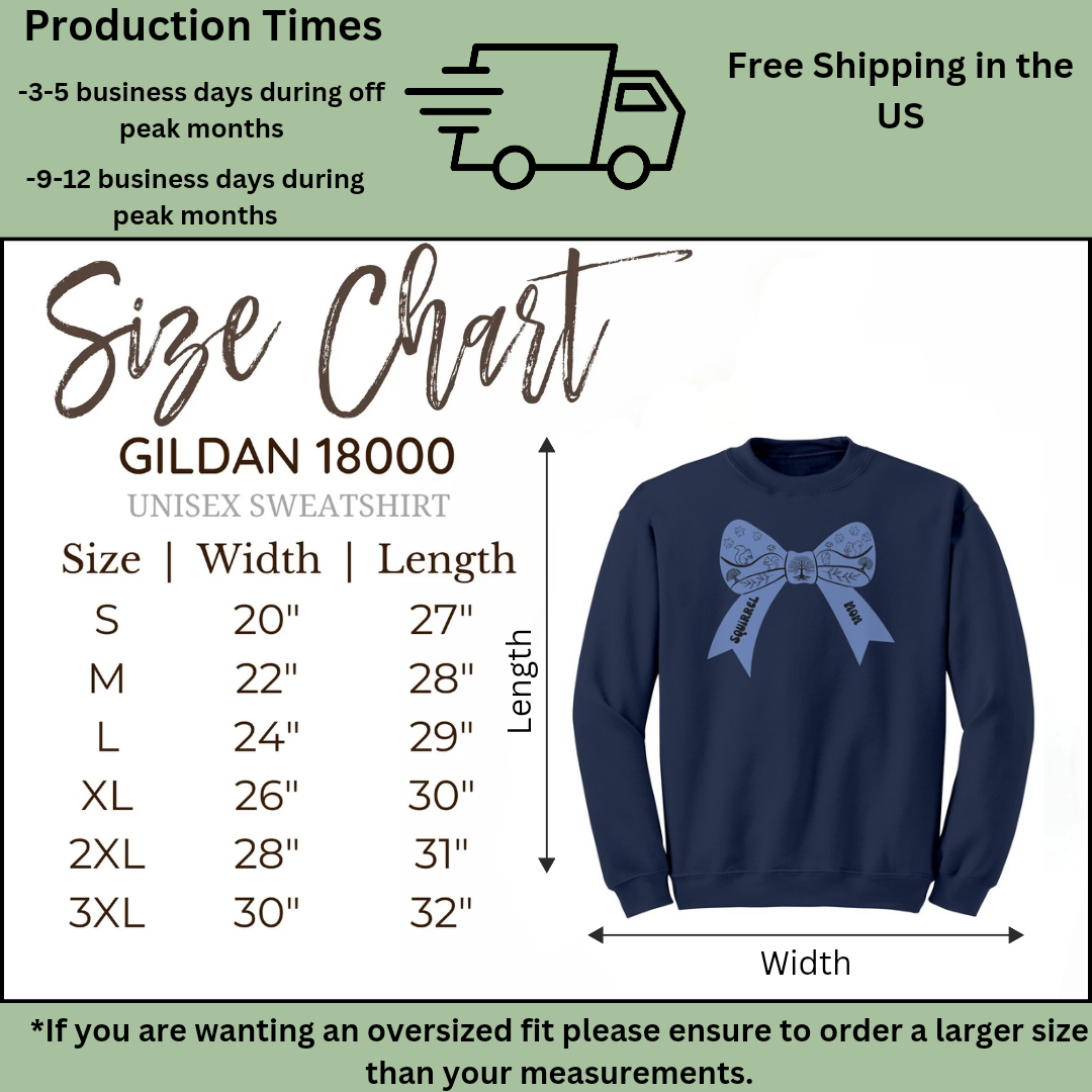 Squirrel Mom Sweatshirt, Squirrel Bow Sweater, Cute Squirrel Graphic Sweater, Nature Lover Sweatshirt, Women's Fall Sweatshirt, Squirrel Lover Gift