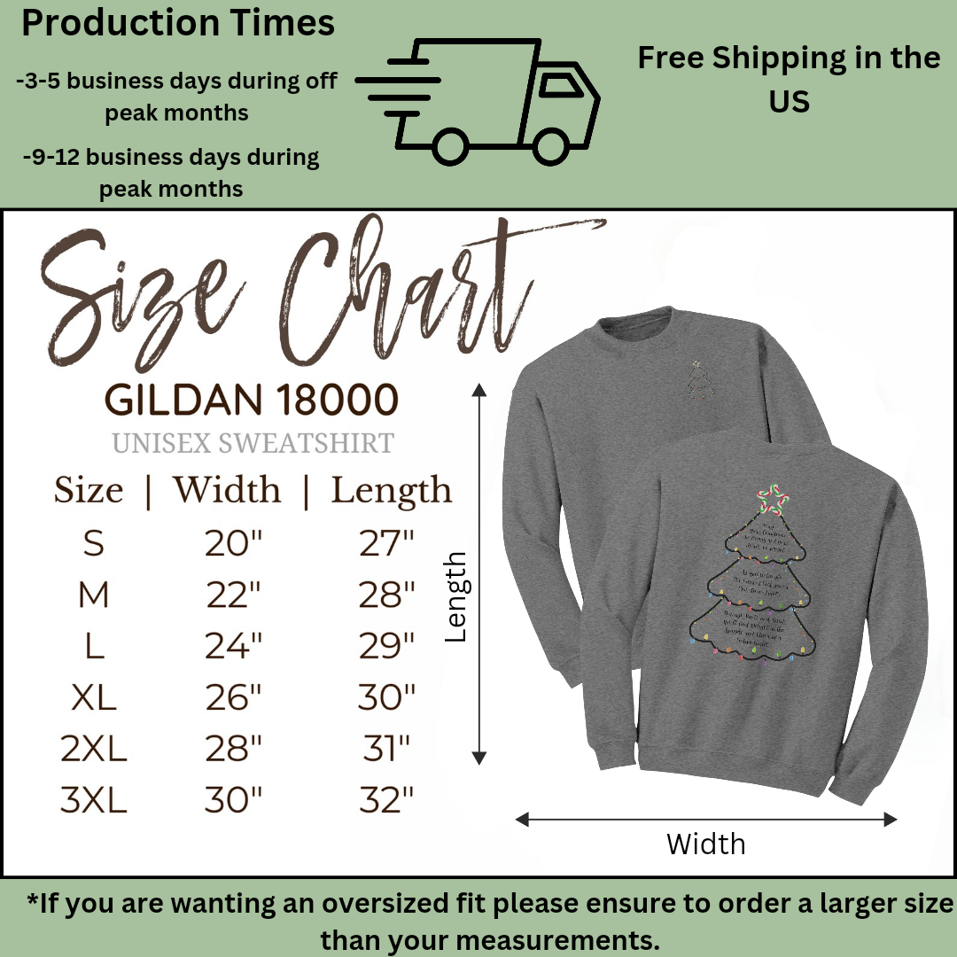 Christmas Tree Sweatshirt, Cute Christmas Lights Crewneck Double-sided Sweater, Merry Xmas Candy Cane Sweatshirt, Family Christmas Sweaters