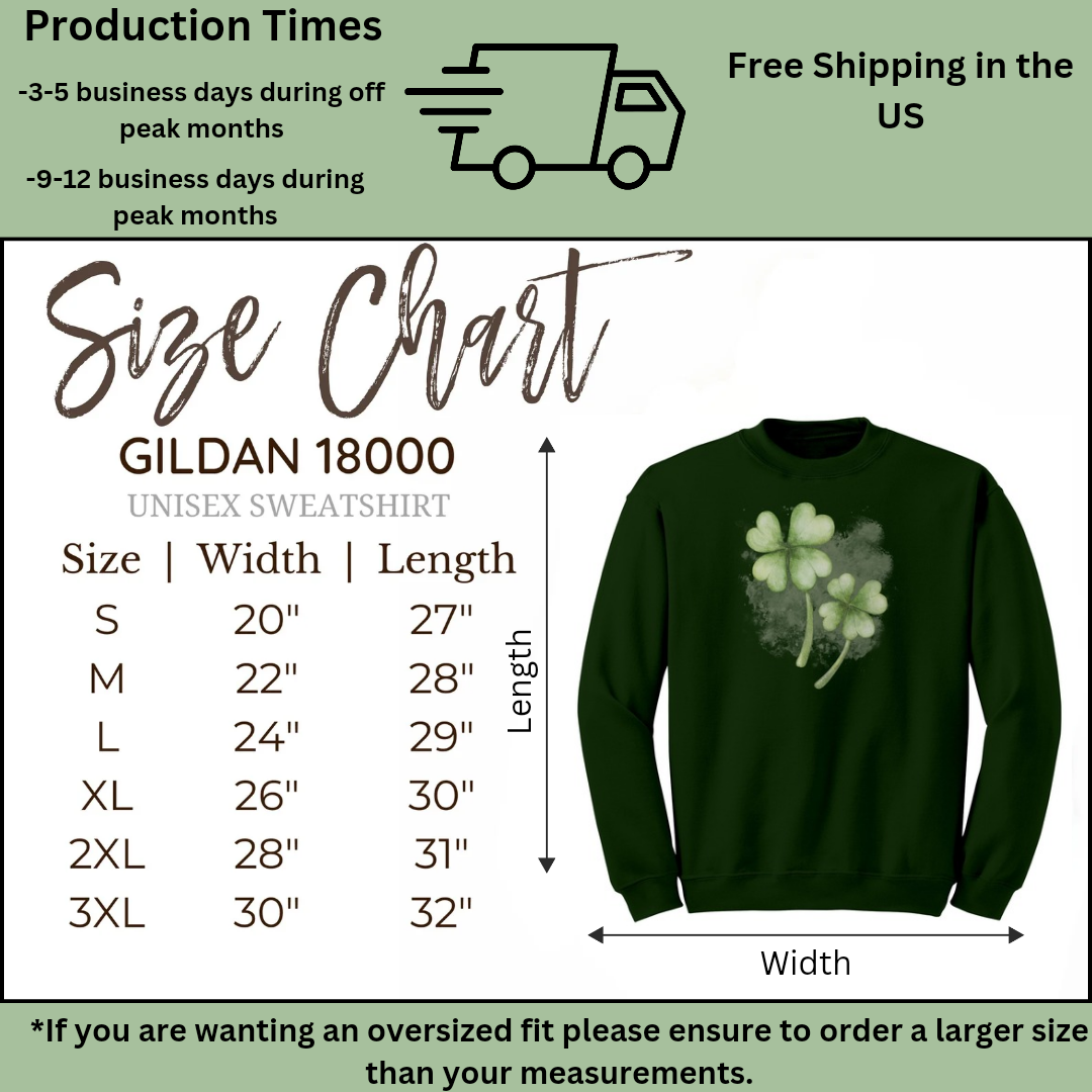 St Patrick's Day Sweatshirt, Shamrock Sweater, St Paddy's Day Lucky Irish Clover Clothing, Gift for Nature Lover