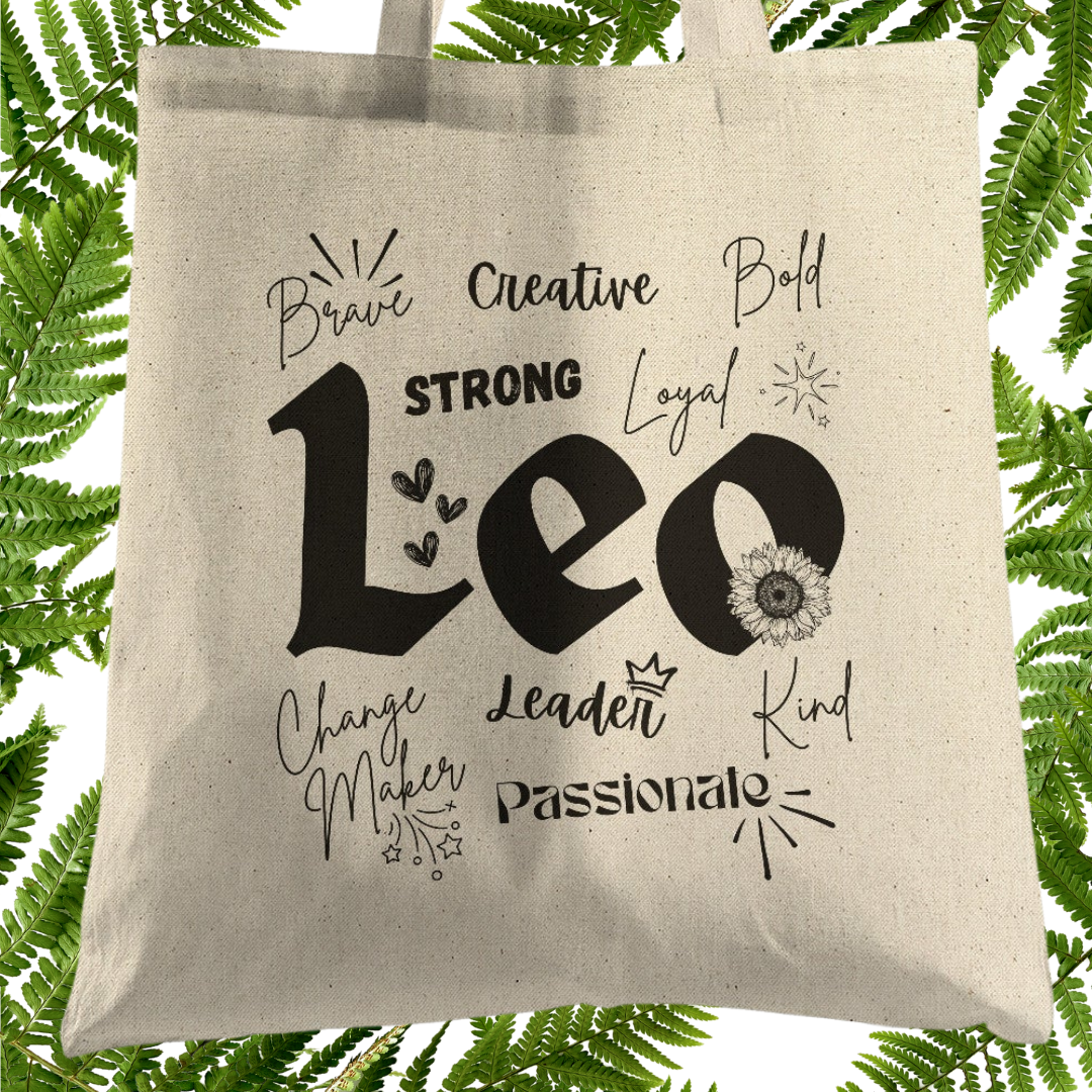 Leo Tote Bag, Leo Zodiac Recycled Carry Bag, Leo Star Sign Beach Bag, Astrology Gift for Leo, Birthday Gift for Leo, Leo Gift Ideas