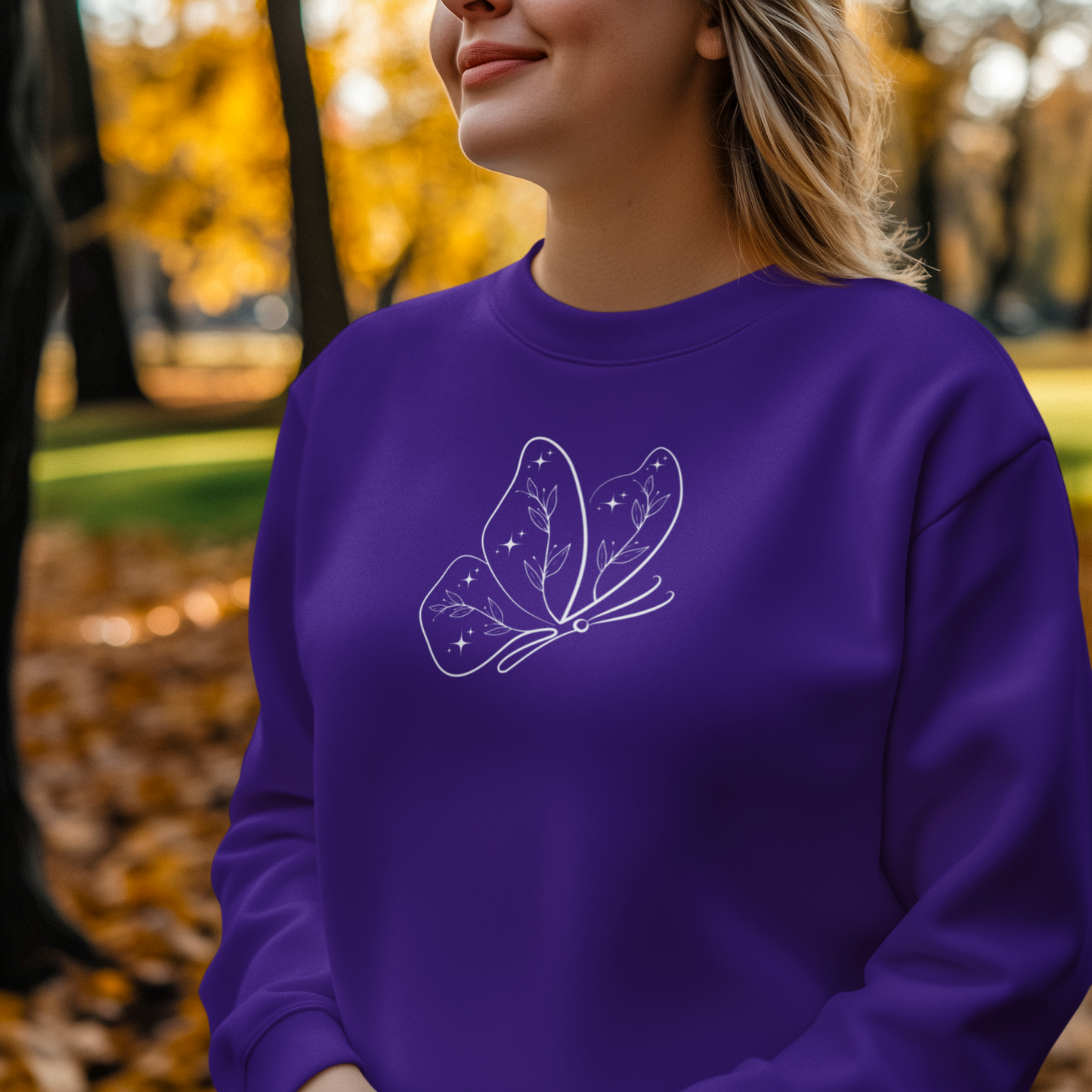 Celestial Floral Butterfly Sweatshirt, Women's Cozy Nature Inspired Sweater, Cute Fall Sweatshirt, Gift for Butterfly Lover, Gift for Her, Mother's Day Gift