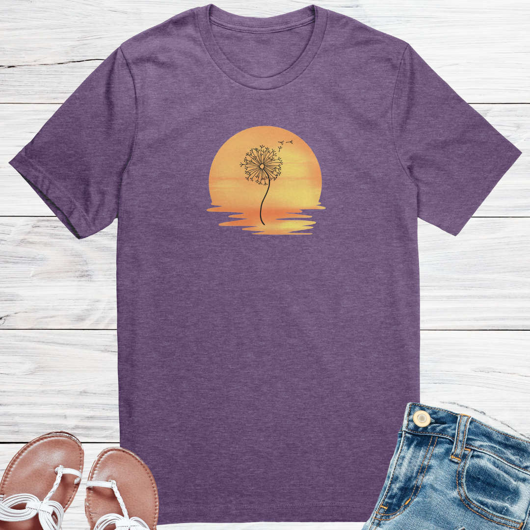 Dandelion Shirt, Sunset Tee, Summer Tshirt, Wildflowers Shirt, Spring Collection, Nature Lover Gift, Birthday Gift for her