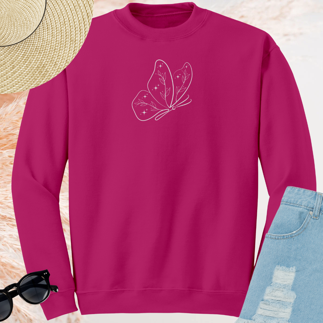 Celestial Floral Butterfly Sweatshirt, Women's Cozy Nature Inspired Sweater, Cute Fall Sweatshirt, Gift for Butterfly Lover, Gift for Her, Mother's Day Gift