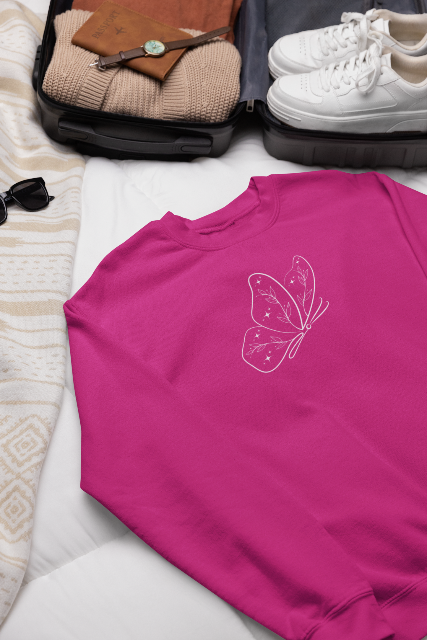 Celestial Floral Butterfly Sweatshirt, Women's Cozy Nature Inspired Sweater, Cute Fall Sweatshirt, Gift for Butterfly Lover, Gift for Her, Mother's Day Gift