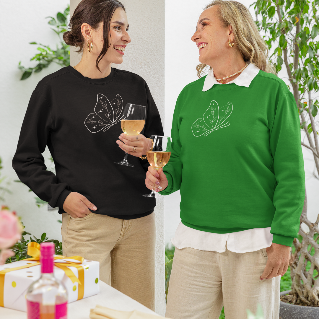 Celestial Floral Butterfly Sweatshirt, Women's Cozy Nature Inspired Sweater, Cute Fall Sweatshirt, Gift for Butterfly Lover, Gift for Her, Mother's Day Gift