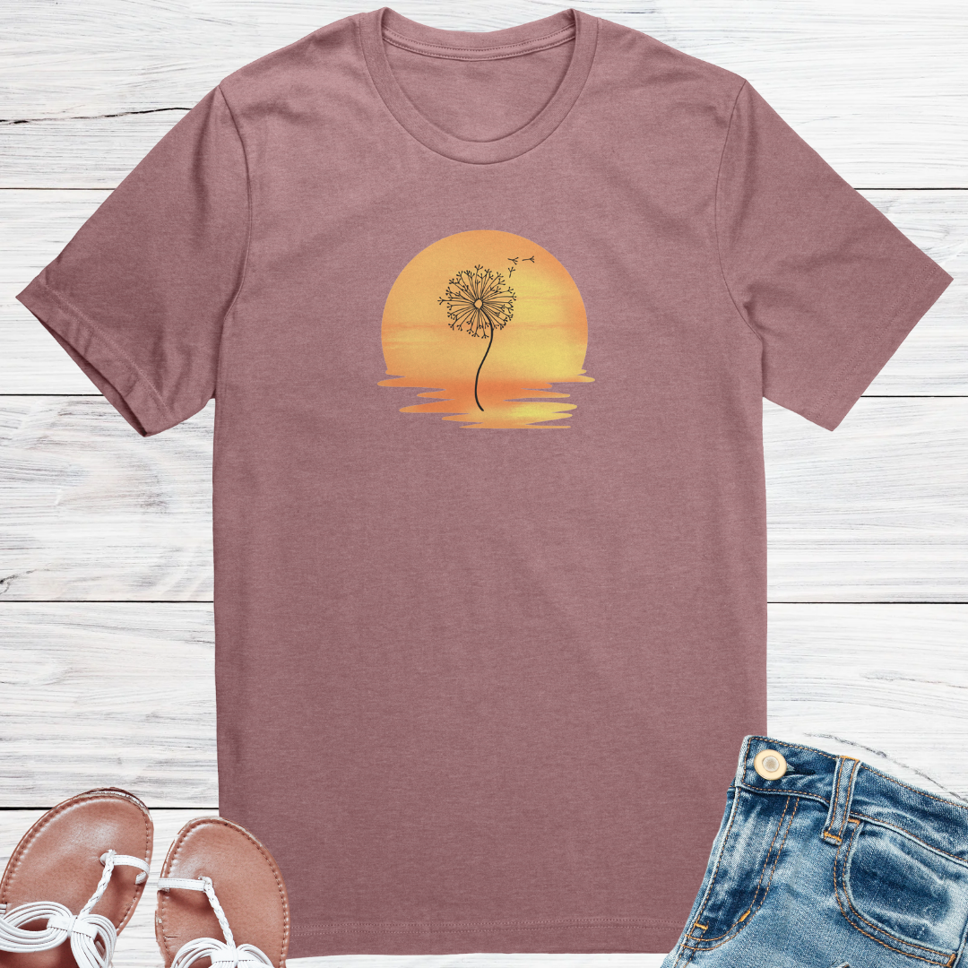 Dandelion Shirt, Sunset Tee, Summer Tshirt, Wildflowers Shirt, Spring Collection, Nature Lover Gift, Birthday Gift for her