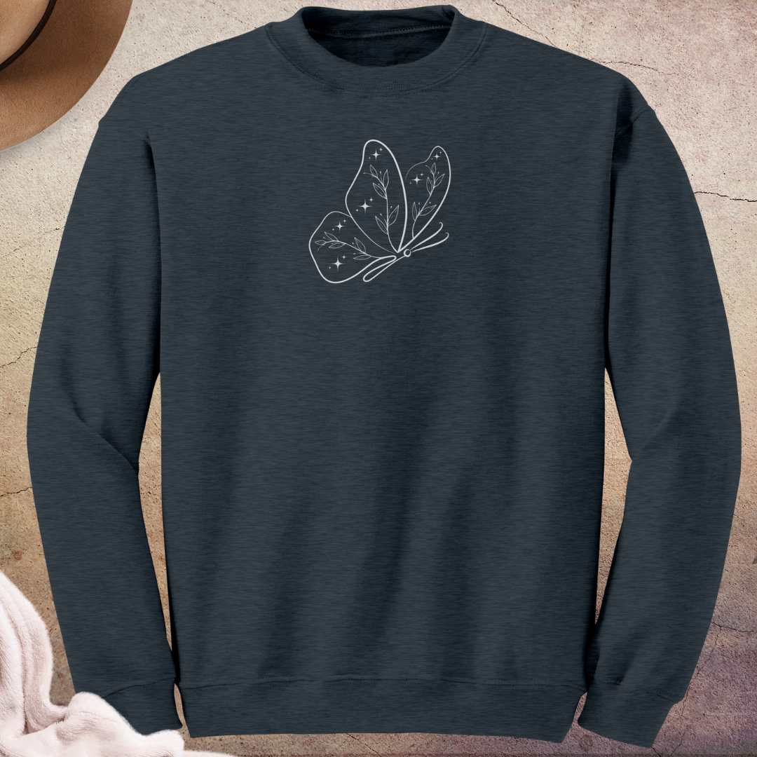 Celestial Floral Butterfly Sweatshirt, Women's Cozy Nature Inspired Sweater, Cute Fall Sweatshirt, Gift for Butterfly Lover, Gift for Her, Mother's Day Gift