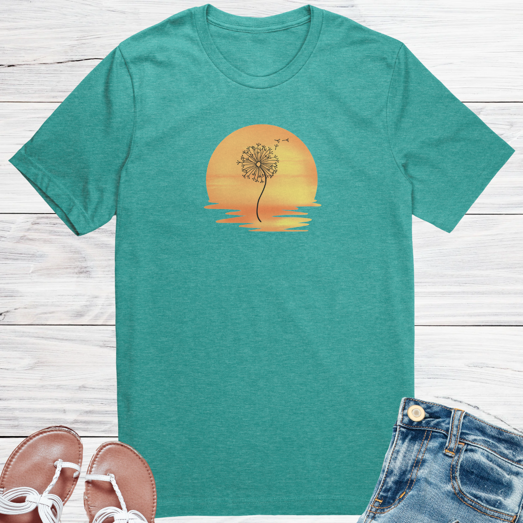 Dandelion Shirt, Sunset Tee, Summer Tshirt, Wildflowers Shirt, Spring Collection, Nature Lover Gift, Birthday Gift for her