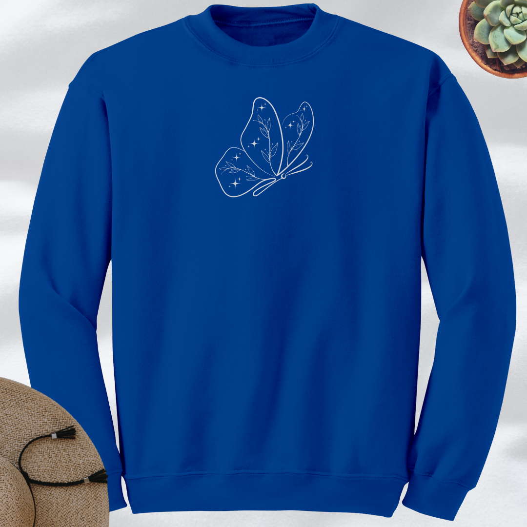 Celestial Floral Butterfly Sweatshirt, Women's Cozy Nature Inspired Sweater, Cute Fall Sweatshirt, Gift for Butterfly Lover, Gift for Her, Mother's Day Gift