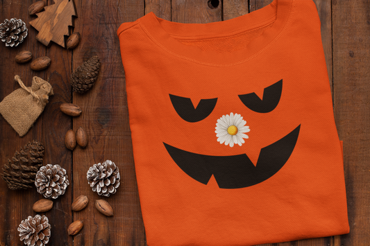 Halloween Sweatshirt, Jack O Lantern Scary Pumpkin Sweater, Daisy Sweatshirt, Cute Halloween Apparel, Fall Sweater