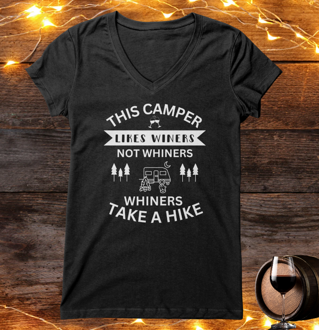 Winers not Whiners Camp Shirt, Funny Women's Camping Shirt, Women's V-neck Camp Shirt, Funny RV Shirt, Funny Gift for Camper