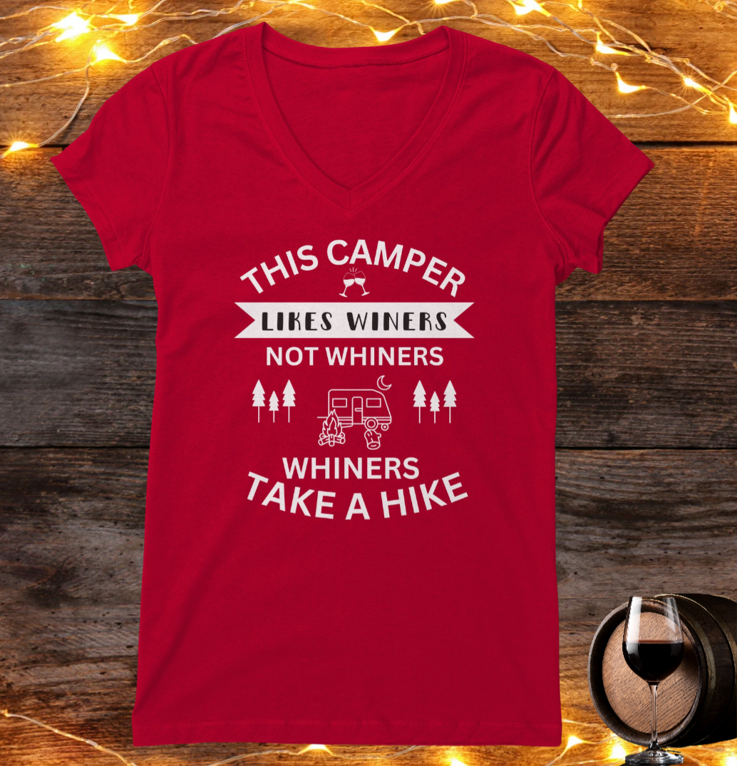 Winers not Whiners Camp Shirt, Funny Women's Camping Shirt, Women's V-neck Camp Shirt, Funny RV Shirt, Funny Gift for Camper