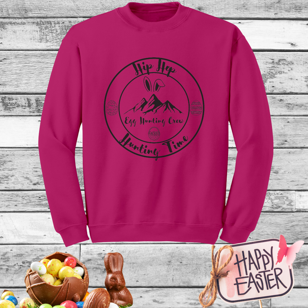 Easter Unisex Sweatshirt, Cozy Oversized Easter Egg Hunting Crew Bunny Sweater, Easter Gift for Her/Him
