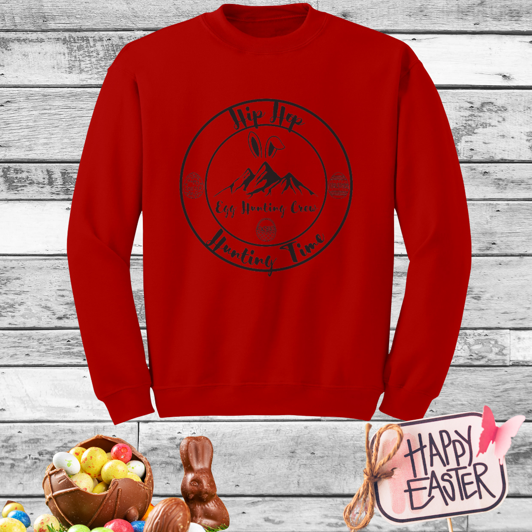 Easter Unisex Sweatshirt, Cozy Oversized Easter Egg Hunting Crew Bunny Sweater, Easter Gift for Her/Him