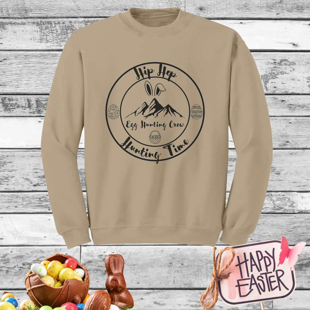 Easter Unisex Sweatshirt, Cozy Oversized Easter Egg Hunting Crew Bunny Sweater, Easter Gift for Her/Him