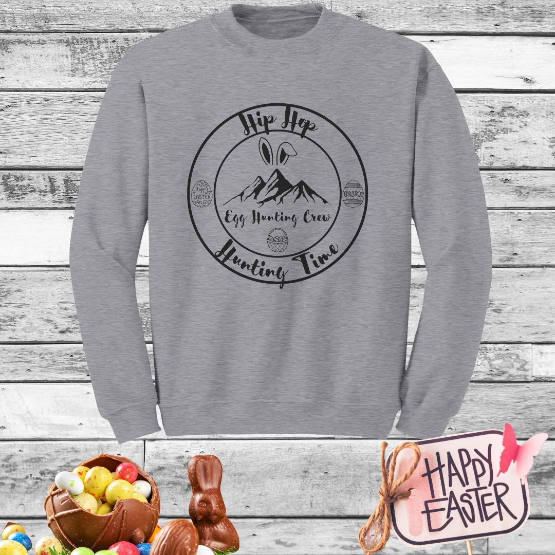 Easter Unisex Sweatshirt, Cozy Oversized Easter Egg Hunting Crew Bunny Sweater, Easter Gift for Her/Him