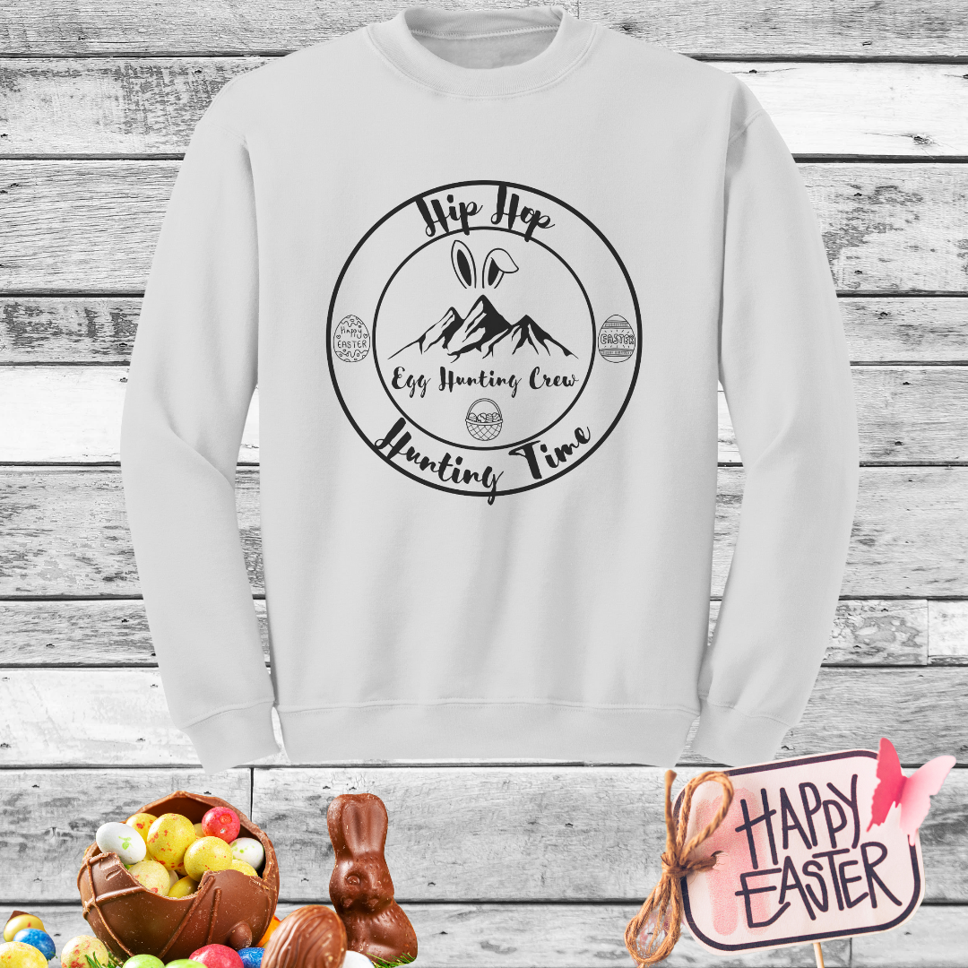 Easter Unisex Sweatshirt, Cozy Oversized Easter Egg Hunting Crew Bunny Sweater, Easter Gift for Her/Him