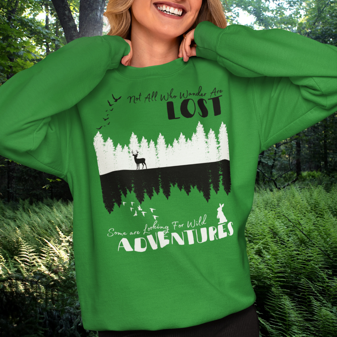 Not All Who Wander are Lost Cozy Crewneck Sweatshirt, Adventure Lover Gift, Fall Travel Sweater, Outdoors Hiking Sweatshirt, Nature Lover Gift for Her