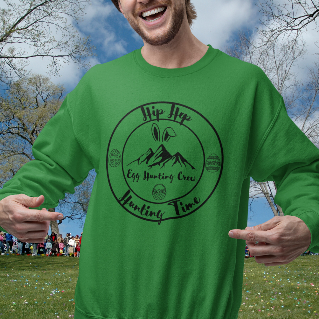 Easter Unisex Sweatshirt, Cozy Oversized Easter Egg Hunting Crew Bunny Sweater, Easter Gift for Her/Him