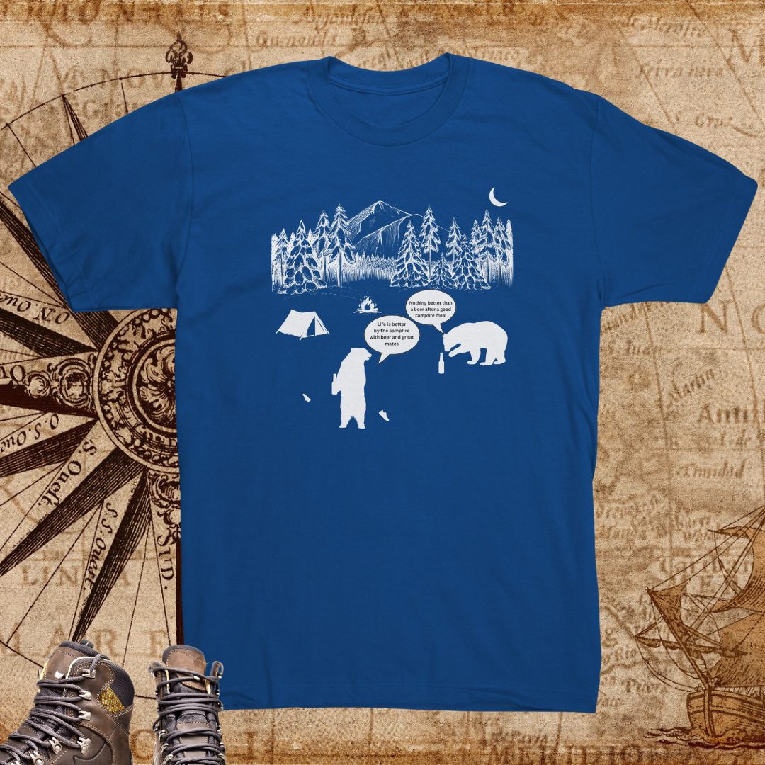 Camping Shirt, Campfire Bear Meal Ending, Hiking Shirt, Gift for Camper / Caravan RV