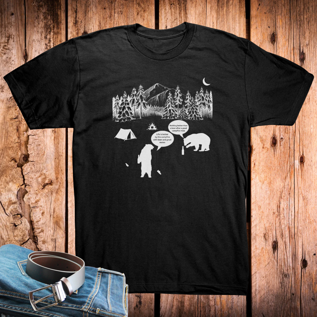 Camping Shirt, Campfire Bear Meal Ending, Hiking Shirt, Gift for Camper / Caravan RV